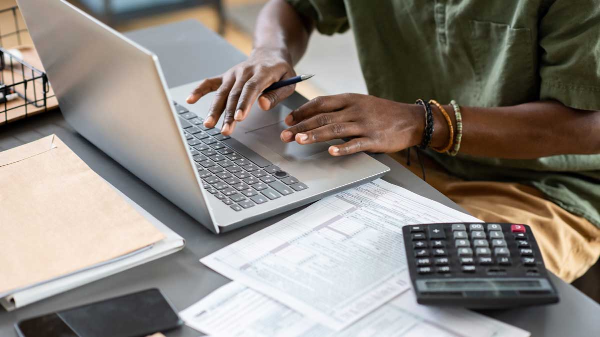 man working at desk