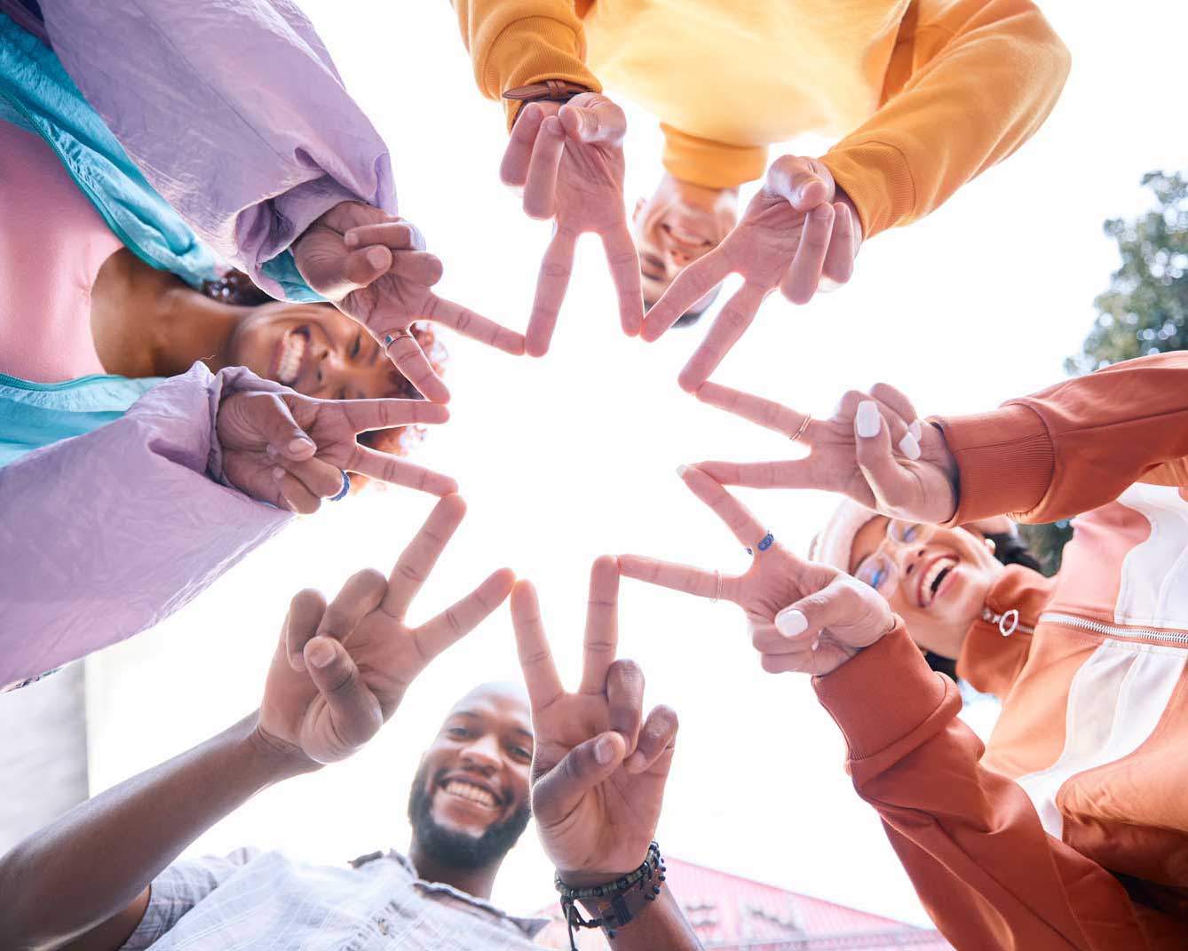 Start shaped with hands group outside