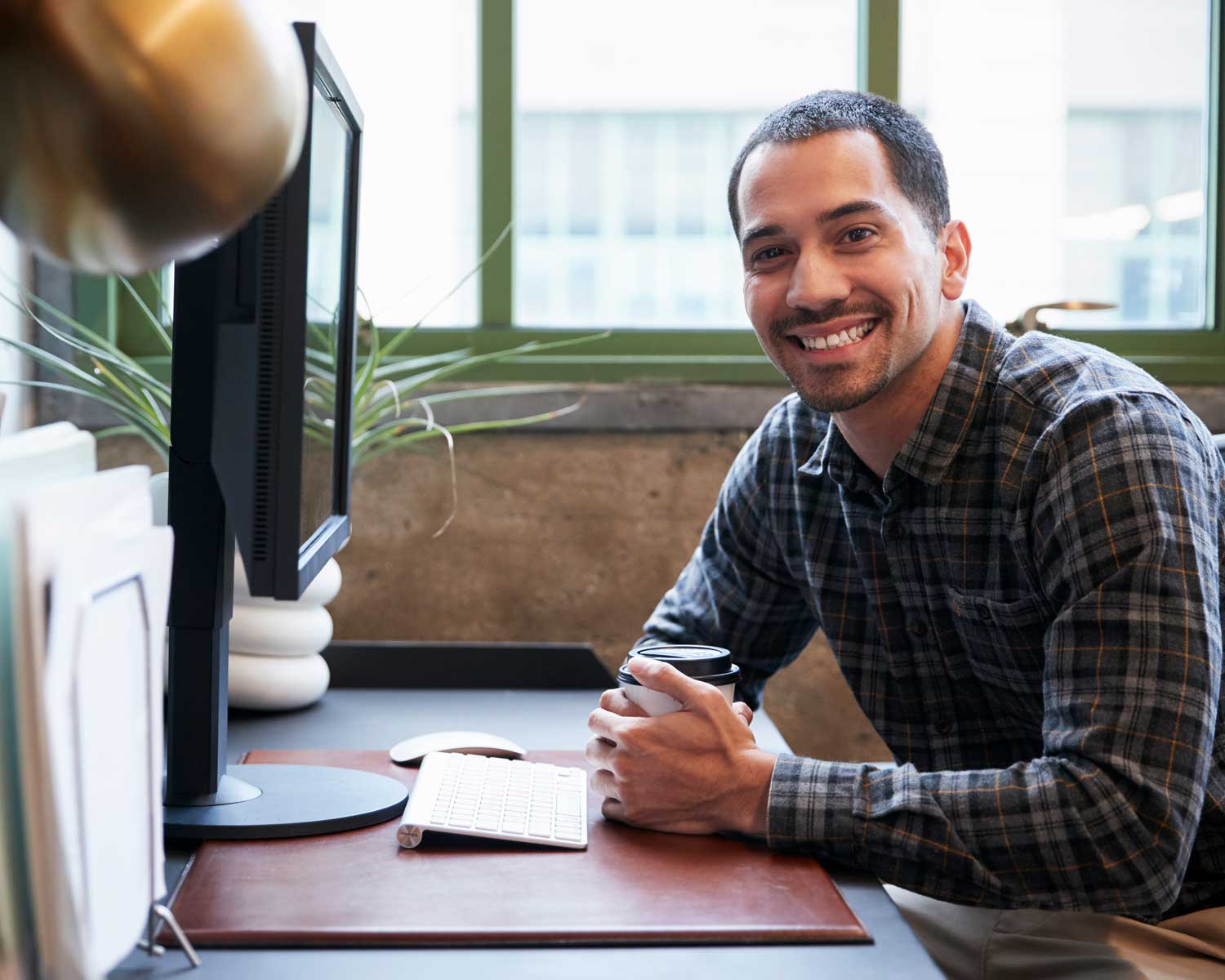 man at desk